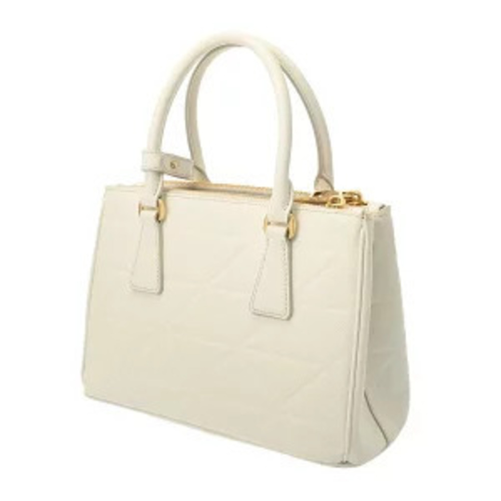 Prada Leather Saffiano Galleria Handbag Bag Bianco Black